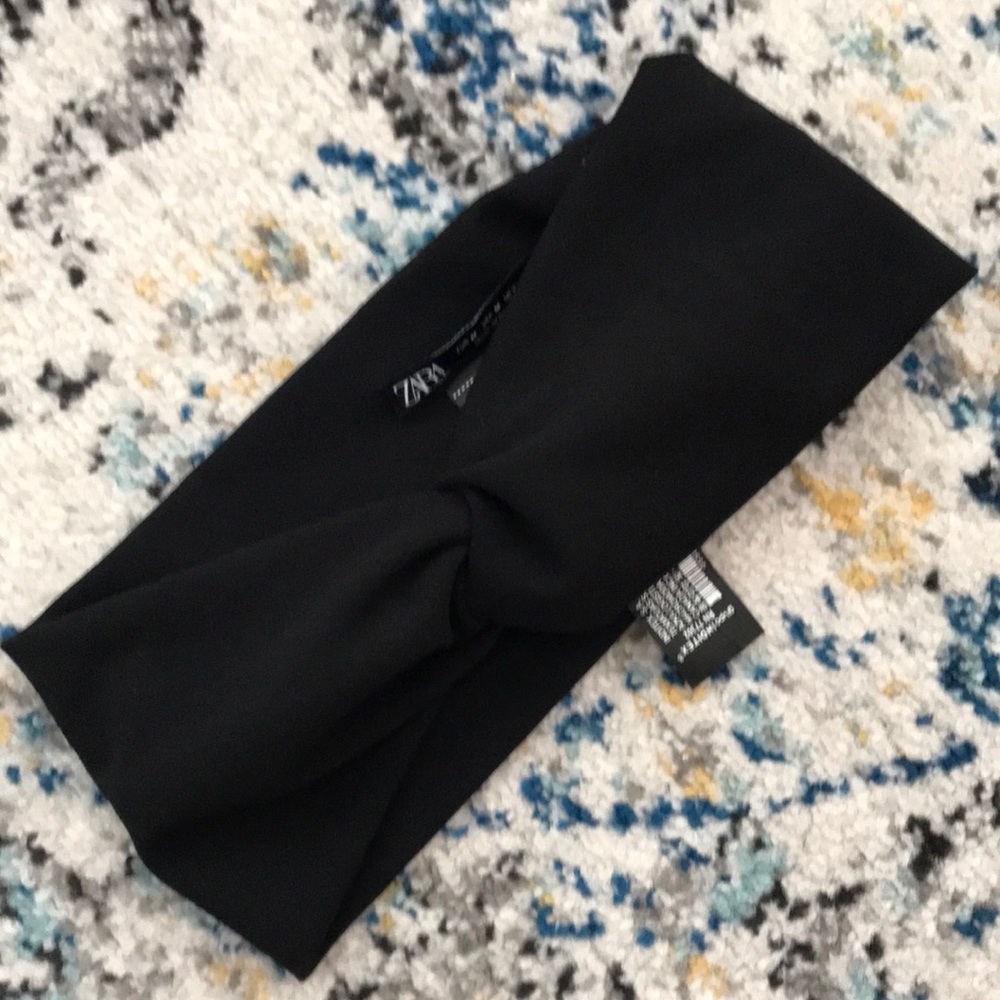 Zara black knotted fabric headband